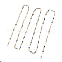 Natural Indian Agate Beaded Round Link Chains&nbsp;AJEW-JB01533-04