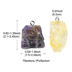 7Pcs 7 Styles Raw Rough Natural Gemstone Pendants&nbsp;G-FS0005-76
