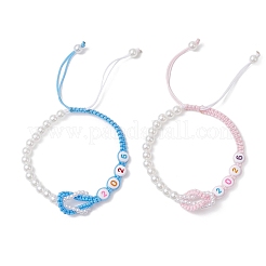 2Pcs ABS Plastic Imitation Pearl Beads Braided Bead Bracelets for Women&nbsp;BJEW-JB13062