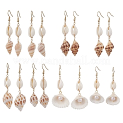 4Pair 304 Stainless Steel Shell Shape Dangle Earrings&nbsp;EJEW-JE06265