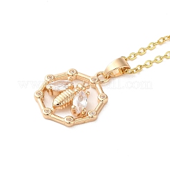 Brass Micro Pave Cubic Zirconia Pendant Necklaces for Women&nbsp;NJEW-E106-16KCG