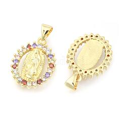 Brass Micro Pave Cubic Zirconia Pendants&nbsp;KK-I657-32G-A