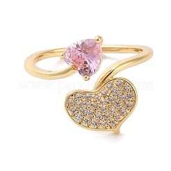 Brass Micro Pave Cubic Zirconia Open Cuff Rings&nbsp;RJEW-K263-08G