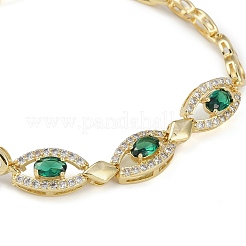 Cubic Zirconia Oval Link Chain Bracelet&nbsp;BJEW-Z069-01G-03