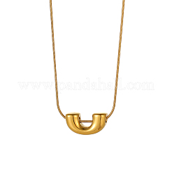 304 Stainless Steel U-shaped Pendant Round Snake Chain Necklaces&nbsp;NJEW-OY002-34G
