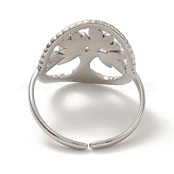 Rhinestone Oval with Tree of Life Open Cuff Ring&nbsp;RJEW-K237-01P