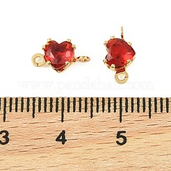Brass Pave Cubic Zirconia Heart Connector Charms&nbsp;KK-P347-02G-03