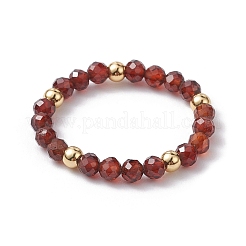 3Pcs Natural Gemstone Faceted Round Stretch Finger Rings&nbsp;RJEW-JR00636