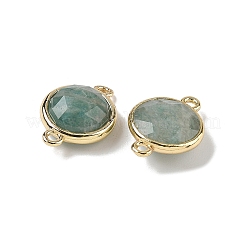 Brass Pave Natural Amazonite Faceted Flat Round Connector Charms&nbsp;G-U028-04G-04