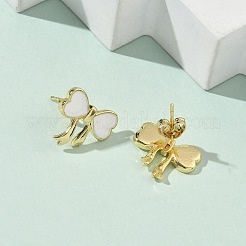 Brass Enamel Stud Earrings&nbsp;EJEW-F383-01G