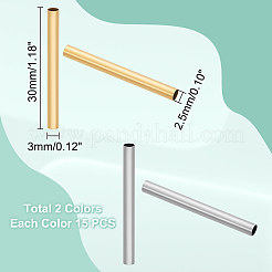 30Pcs 2 Colors Ion Plating(IP) 304 Stainless Steel Tube Beads&nbsp;STAS-UN0049-72