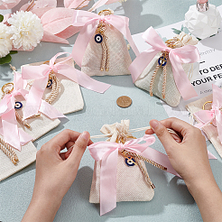 Rectangle Polyester Imitation Burlap Packing Pouches Drawstring Bags&nbsp;ABAG-AB00005