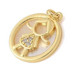Brass Micro Pave Cubic Zirconia Pendants&nbsp;KK-K298-22G-04