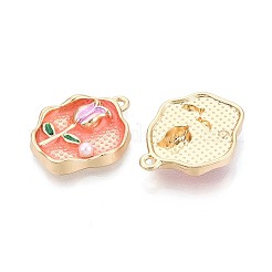 Rack Plating Alloy Enamel and ABS Imitation Pearl Pendants&nbsp;ENAM-T024-83A-G