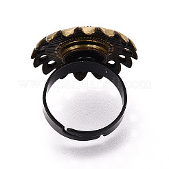 Adjustable Flower Alloy & Iron Bezel Cup Ring Base with Rotatable Tray&nbsp;MAK-T012-08AB