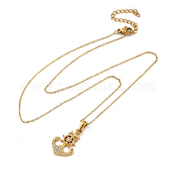 304 Stainless Steel Crystal Rhinestone Anchor Pendant Necklaces&nbsp;LS-NJEW-Z057-01B-G