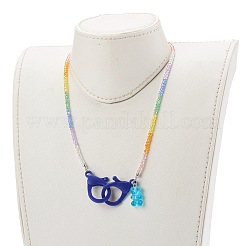 Rainbow Personalized Electroplate Glass Beaded Necklaces&nbsp;NJEW-JN03410