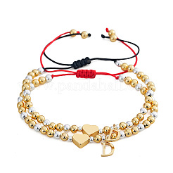 2Pcs Brass Initial D Charm Bracelet Set&nbsp;GM5695-3