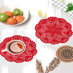 2Pcs Handmade Knitting Polyester Cloth Fabric Coaster&nbsp;AJEW-LP0001-47E