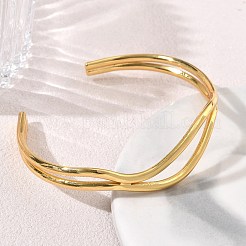 304 Stainless Steel Wavy Cuff Bangles&nbsp;SA-CBA46AF-30G