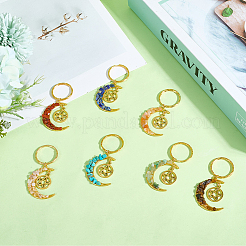 Chakra Theme Moon & Star Alloy Gemstone Keychain&nbsp;KEYC-SC0001-49