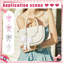 4Pcs 4 Colors Bowknot PU Leather & Cotton Keychains&nbsp;HJEW-FG0001-28