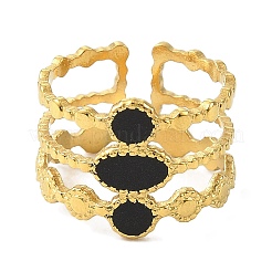 Oval 304 Stainless Steel Enamel Open Cuff Rings for Women&nbsp;RJEW-F166-32G-01