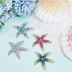 4Pcs 4 Colors Starfish Alloy Lapel Pin Brooches for Backpack Clothes&nbsp;JEWB-CY0001-08