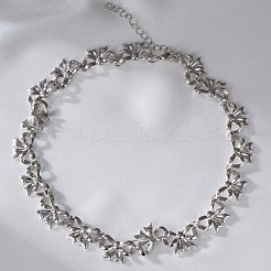 Zinc Alloy Bowknot Link Chain Necklaces for Women&nbsp;WGC55C3-01
