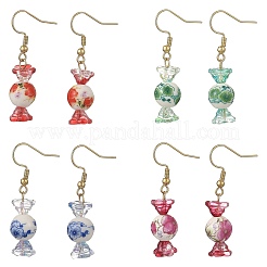 Printed Porcelain & Glass Dangle Earrings&nbsp;EJEW-JE07486