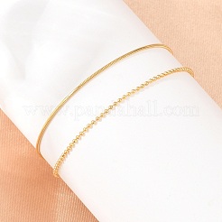 304 Stainless Steel Ball Chain & Snake Chain Double Layers Bracelets for Women&nbsp;BJEW-D460-06G