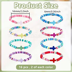 16Pcs 2Sets Polymer Clay Heishi Beaded Stretch Bracelets Sets for Women&nbsp;BJEW-GO0001-34