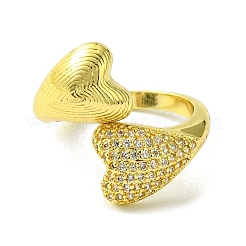 Brass Micro Pave Cubic Zirconia Open Cuff Rings&nbsp;RJEW-K256-34G