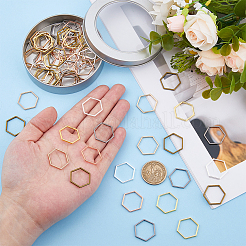 72Pcs 6 Styles Brass Open Back Bezel Linking Rings&nbsp;FIND-HS0001-49