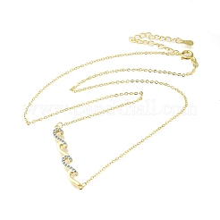 Brass Micro Pave Light Sky Blue Cubic Zirconia Wave Shaped Pendant Cable Chain Necklaces for Women&nbsp;NJEW-R005-01G