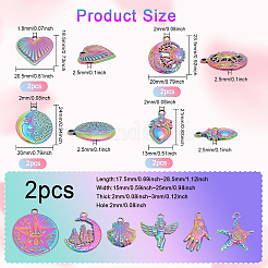 20Pcs 10 Styles 304 Stainless Steel Pendants&nbsp;STAS-CA0001-96