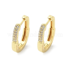 Oval Brass Micro Pave Clear Cubic Zirconia Hoop Earrings&nbsp;EJEW-D311-011G