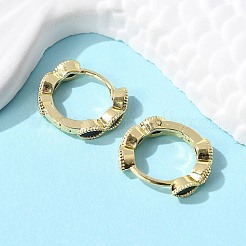 Brass Micro Pave Cubic Zirconia Huggie Hoop Earrings&nbsp;EJEW-K083-34G-A