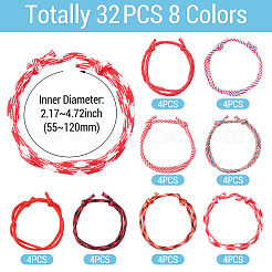 32Pcs 8 Styles Polyester & Spandex Cord Braided Bead Bracelets&nbsp;BJEW-TAC0065