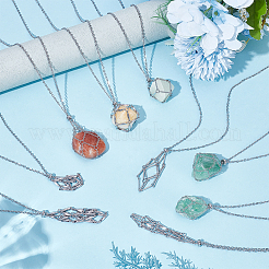 9Pcs 9 Styles 304 Stainless Steel Empty Macrame Pouch Necklace Making&nbsp;NJEW-WR00005