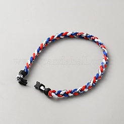 Blue Red White Braided Polyester Cord Baseball Sport Choker Necklaces&nbsp;NJEW-WH0036-004