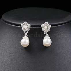 Flower Alloy Crystal Rhinestone & Plastic Imitation Pearl Pendant Necklaces & Stud Dangle Earrings&nbsp;FS-WGC7021-01