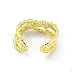 Cross Brass Micro Pave Clear Cubic Zirconia Open Cuff Rings&nbsp;RJEW-G309-40G