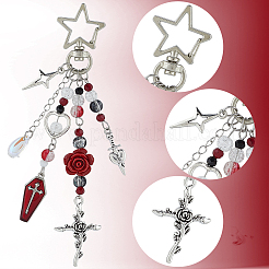 6Pcs Glass & Alloy Enamel Pendant Decoration&nbsp;HJEW-SC00143
