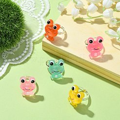 Resin Frog Adjustable Rings for Women&nbsp;RJEW-JR00649