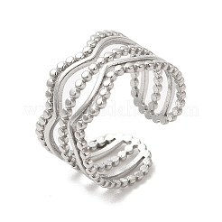 Non-Tarnish 304 Stainless Steel Wave Open Cuff Ring for Women&nbsp;RJEW-M149-36P