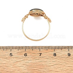 3Pcs Natural Paua Shell with Copper Wire Finger Rings for Women&nbsp;RJEW-JR01112