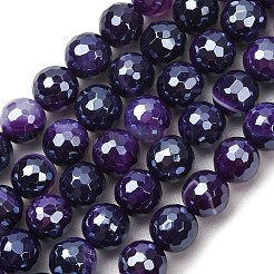 Electroplated Natural Agate Beads Strands&nbsp;G-B191-A07-8mm-10