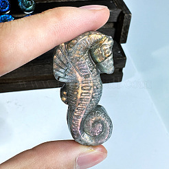 Natural Labradorite Carved Healing Sea Horse Figurines&nbsp;PW-WG19543-01