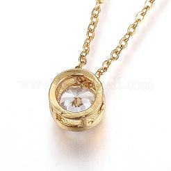 Brass Micro Pave Cubic Zirconia Pendant Necklaces&nbsp;NJEW-O108-29